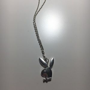 silver playboy bunny chain necklace